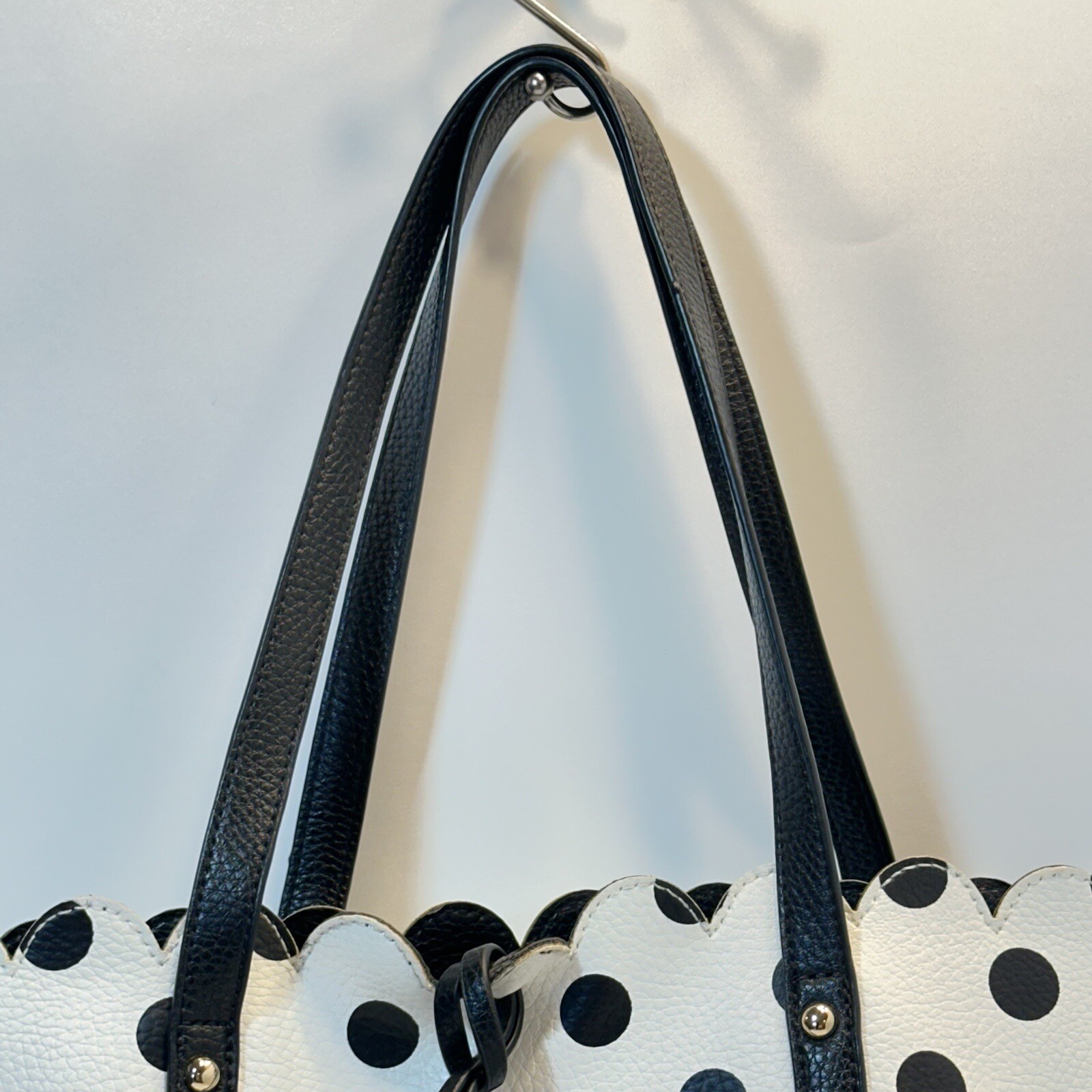 Imoshion Scallop Edge Open Tote Black And White Polka Dots 100% PU