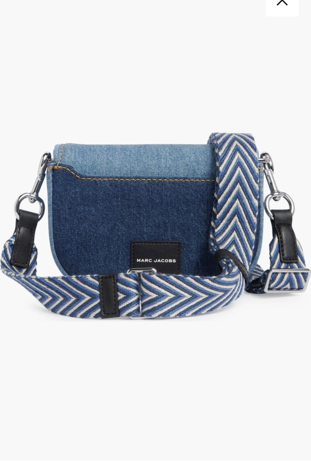 Marc Jacobs Blue Chevron Crossbody Bag Turn Lock Adjustable Strap Silver w/ Card