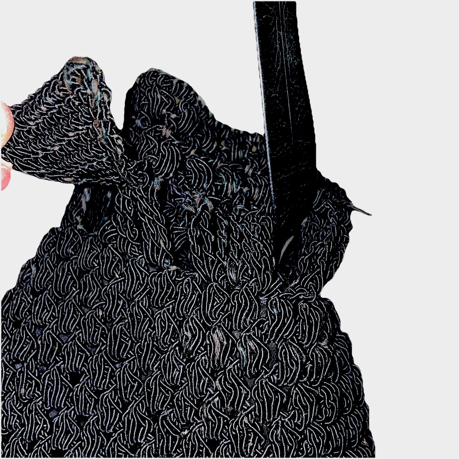 Vintage Crochet Handbag Black Shoulder Bag y2K