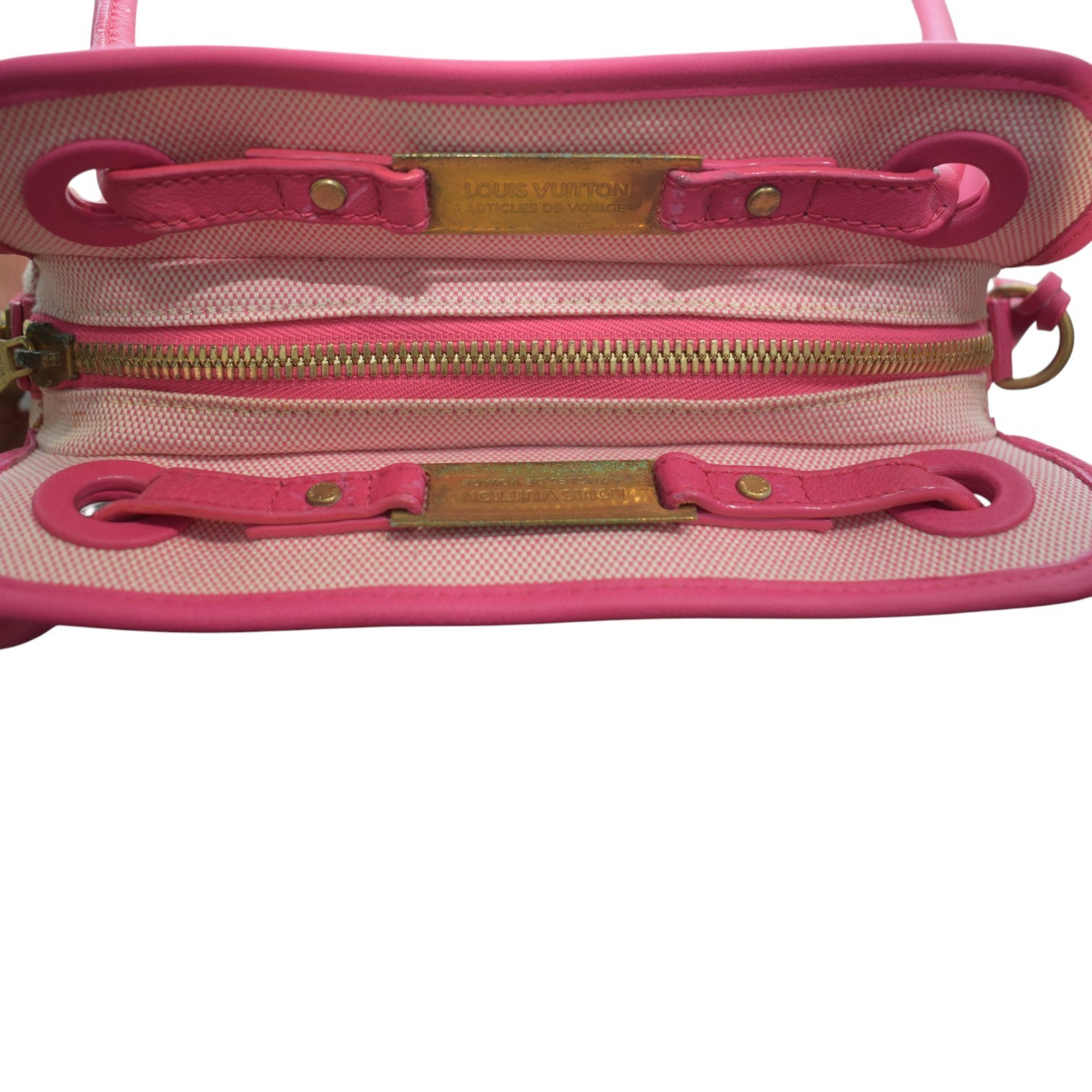 LOUIS VUITTON Antigua Cabas PM Pink Canvas Shoulder Bag Charm Limited
