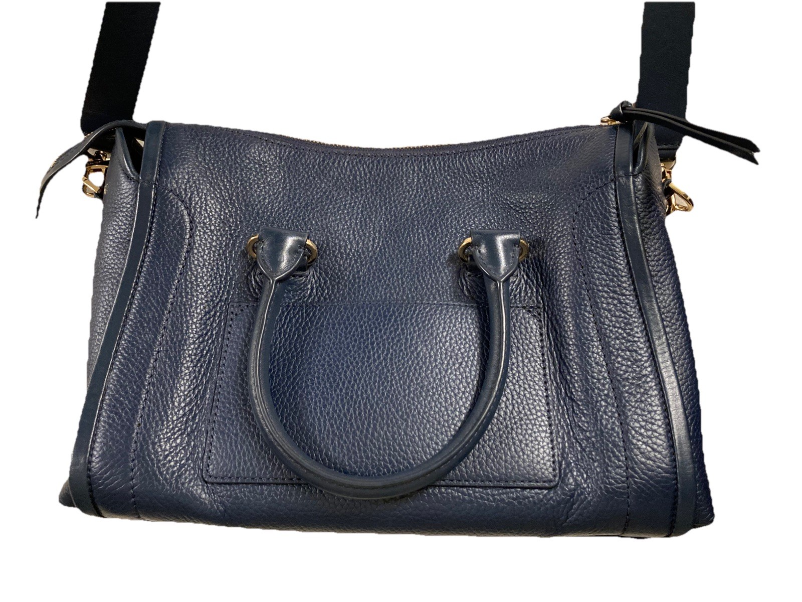 Michael Kors Carine Pebbled Leather Medium LargeCrossbody Satchel Bag Navy