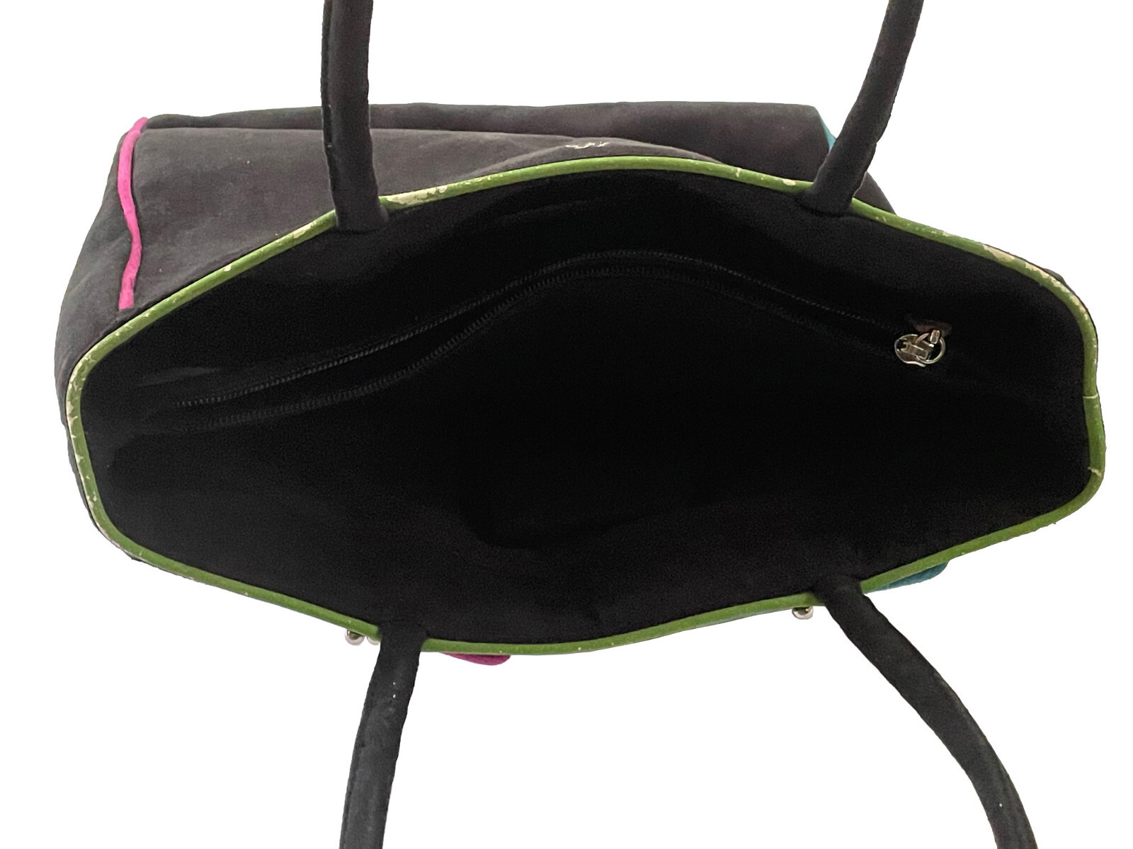 LULU GUINNESS Vintage Tote Bag Black Ultrasuede “Yes, No, Maybe” Purses Dustbag