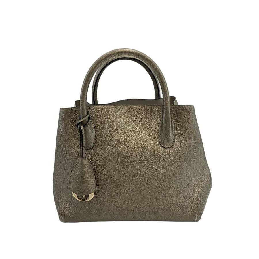 Christian Dior Open Bar Gold Leather Handbag Double Handle Auth