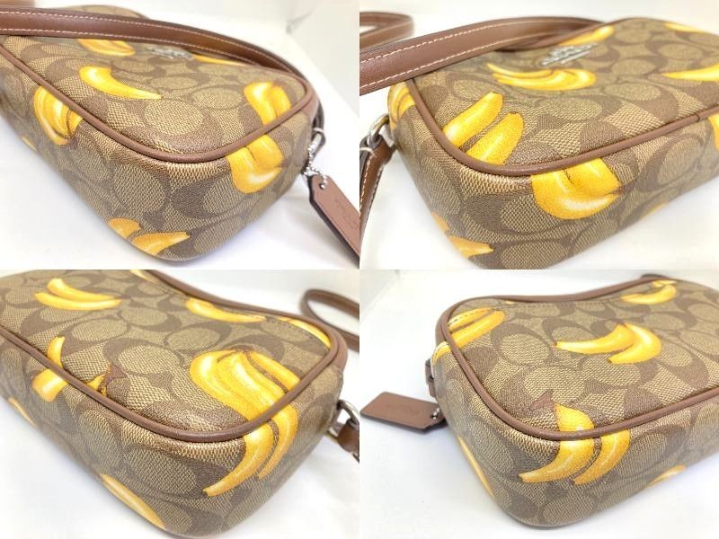 Used COACH Mini Jamie Camera Bag Signature Canvas Banana Print Shoulder Bag Ladi