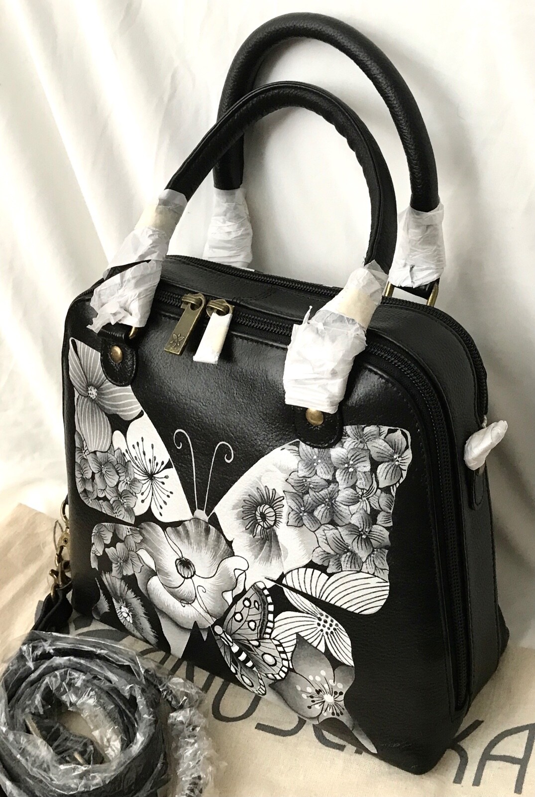 ANUSCHKA NWT🦋RFID Convertible Organizer Satchel/Crossbody-Butterfly Mosaic 7465
