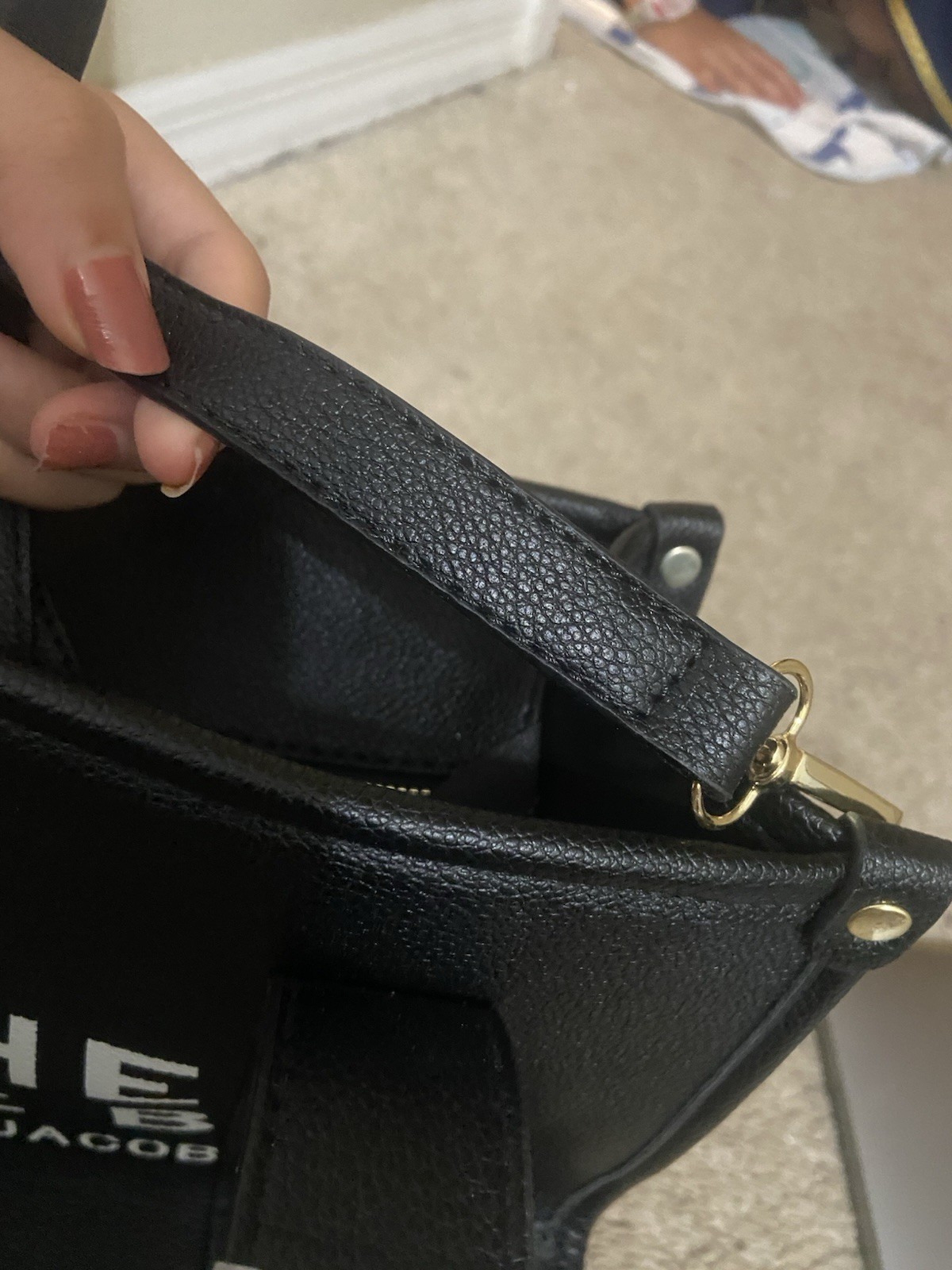 Marc Jacobs The Tote Bag Black S/M Zip Tote w/ Detachable Strap Gold HW