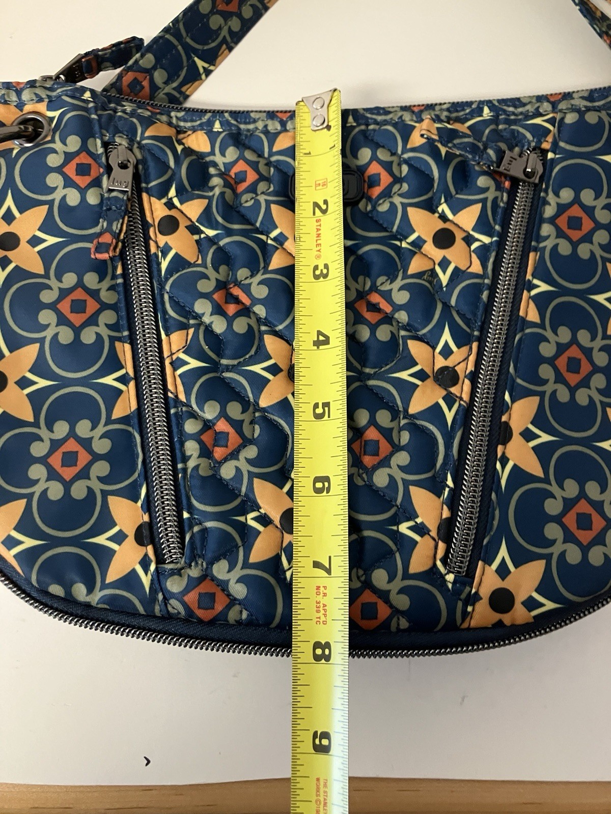 Lug Swivel Convertible Crossbody Tiles Teal Print RFID Expandable NEW