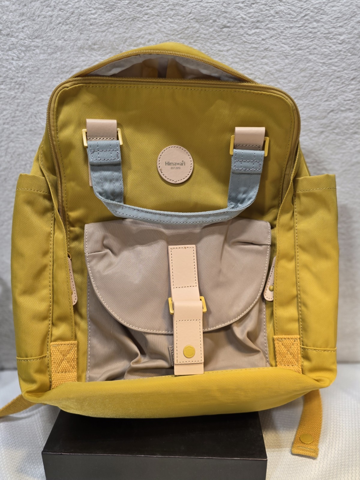 Himawari Waterproof Canvas Mustard Yellow Backpack Laptop Bag