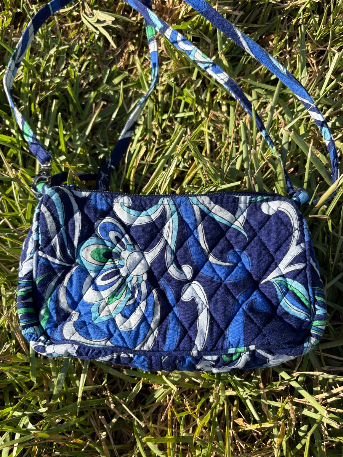 Vintage Preppy Boho Vera Bradley Mediterranean Blue Retired Print Shoulder Bag
