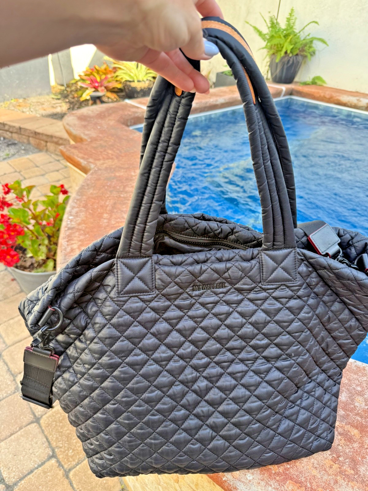MZ Wallace Black REC Metro Tote Deluxe with Strap – Large, Travel Tote