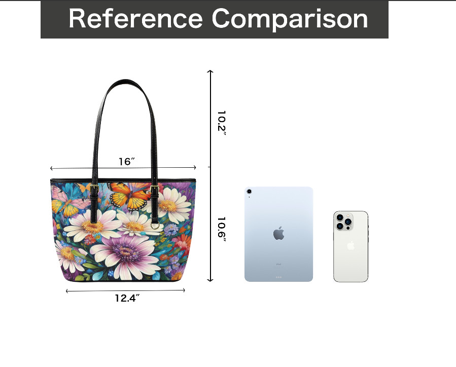 Custom Tote Hand Shoulder Bag 12 X 15 Spring Butterfly Purple Flowers Gift Idea