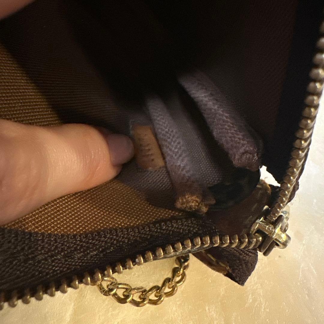 Louis Vuitton Mini Pochette Monogram Leather Brown Authentic Crossbody Bag