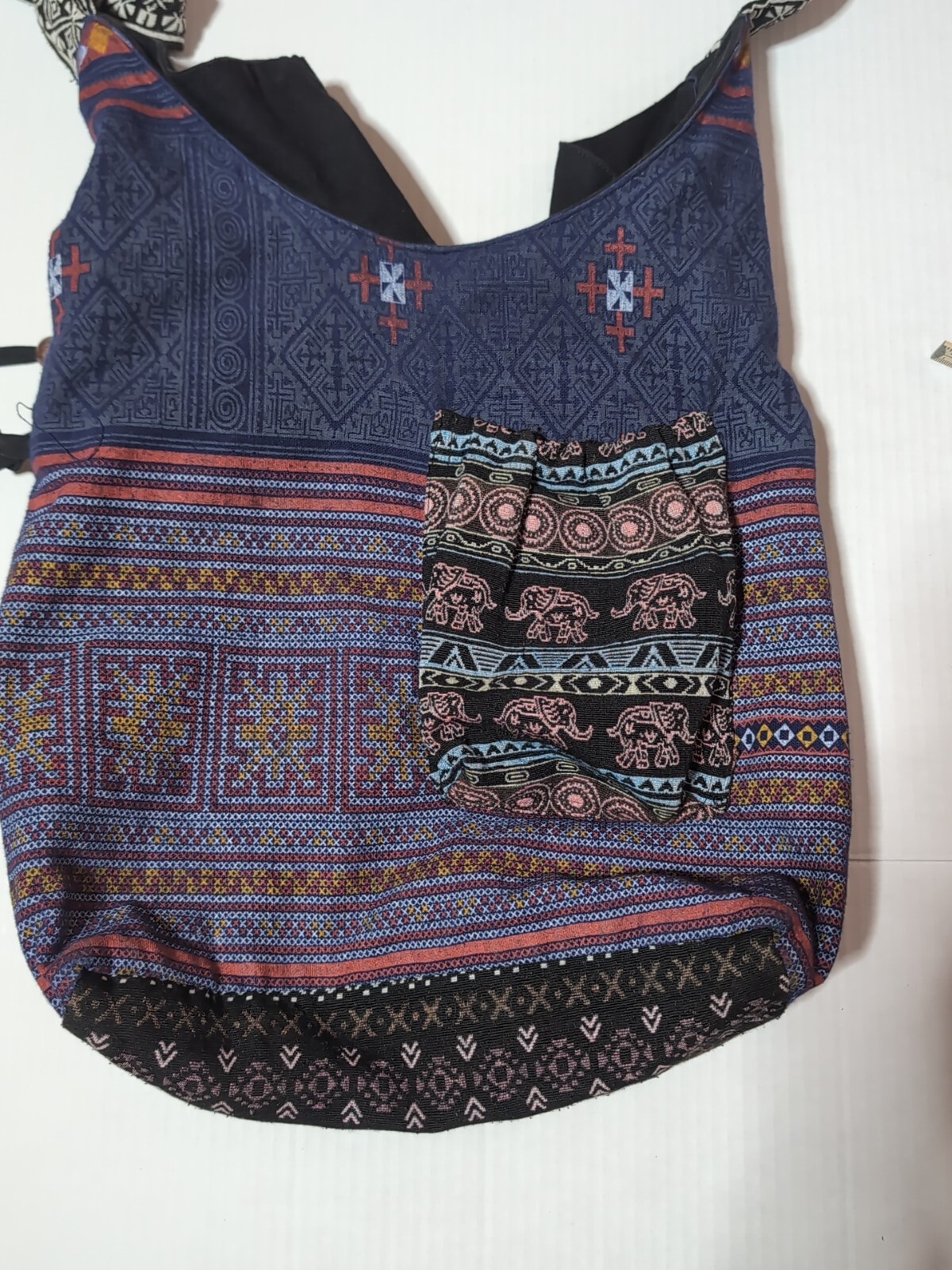Bohemian, Indian Style , Fabric Crossbody Bag, Long Adjustable Strap , Zipper