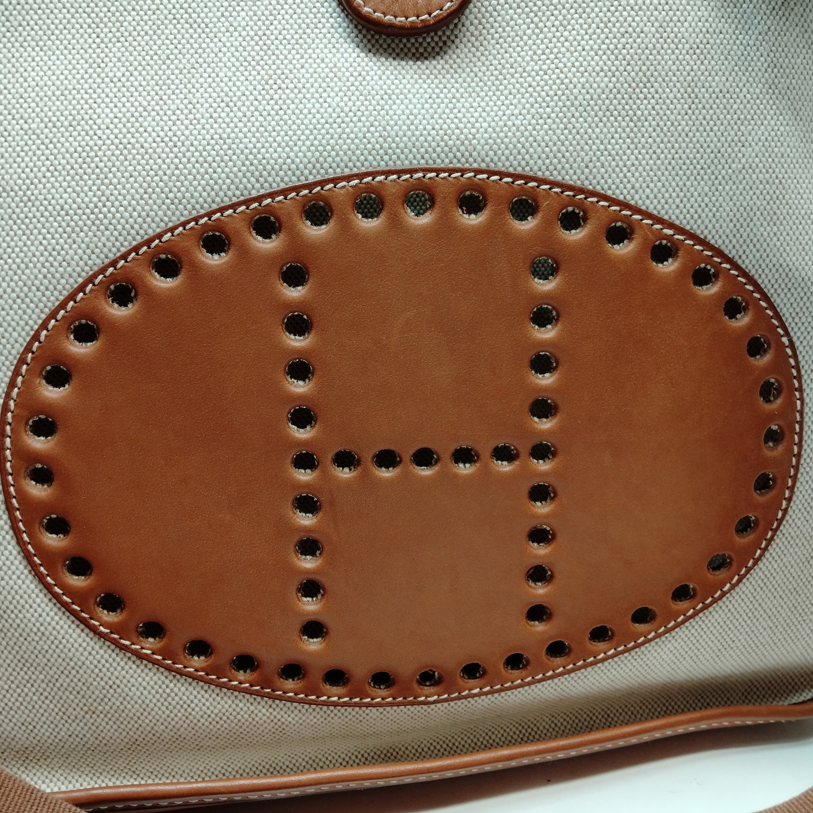 Hermes Shoulder Bag Evelyne. GM Toile Canvas Brown Canvas 2655663