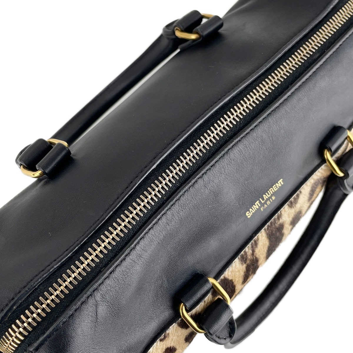 Saint Laurent Baby Duffle 2way Leopard Leather Unborn Calf Shoulder bag 4746