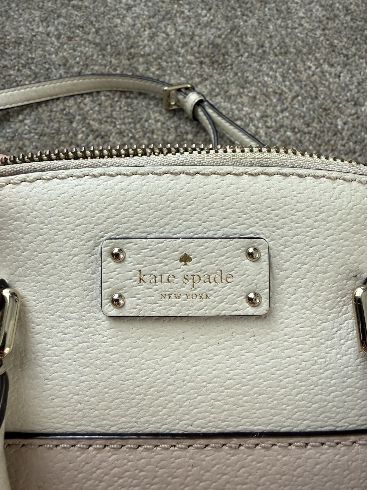 kate spade new york Beige/Pink Satchel Top Handle Zip, Detachable Strap