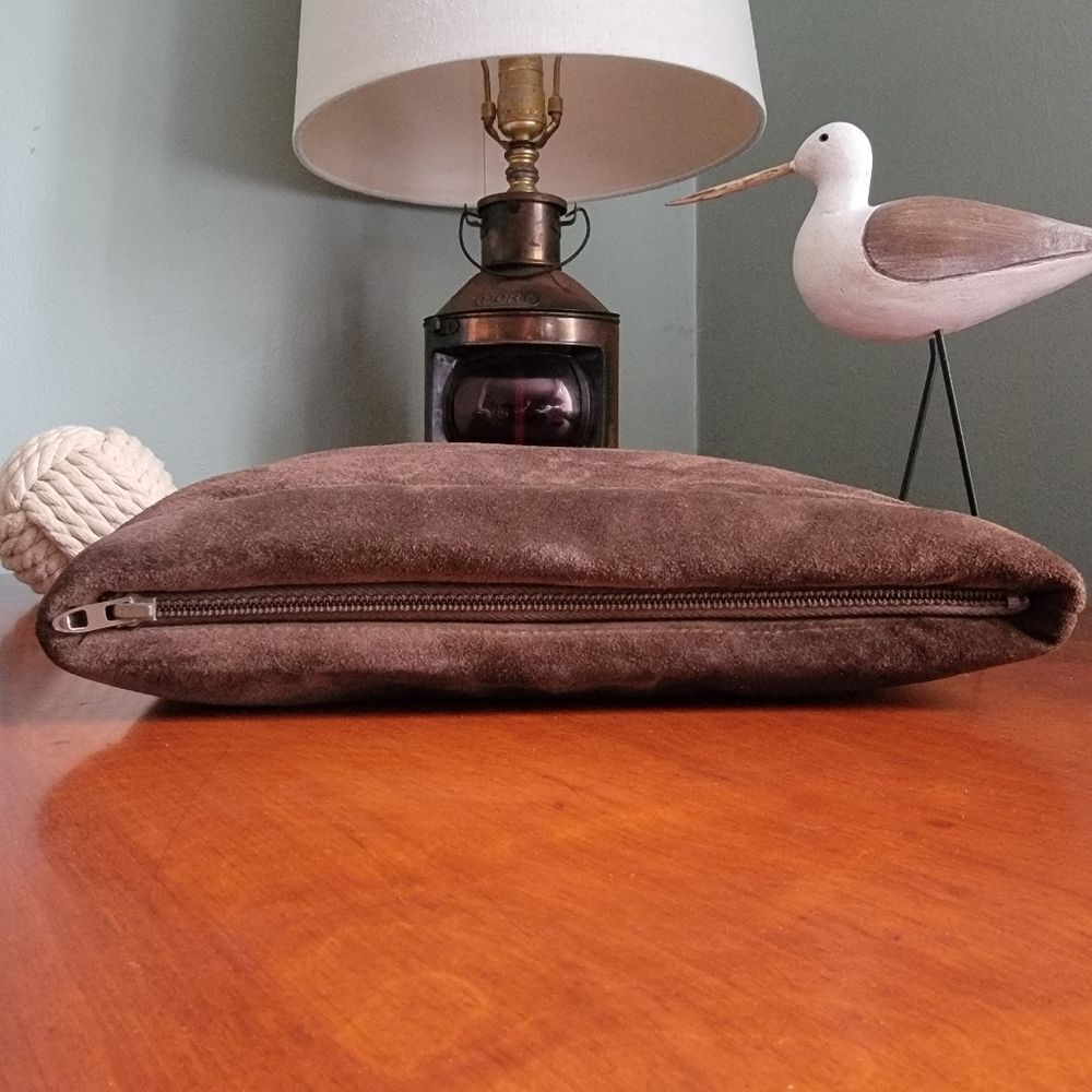Vintage Ruth Saltz Brown Suede Pouch Clutch Purse Made in USA