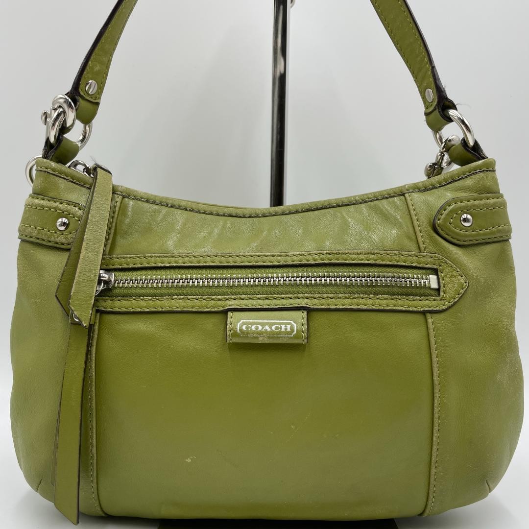 COACH Shoulder bag Leather Green 2way Authentic From Japan