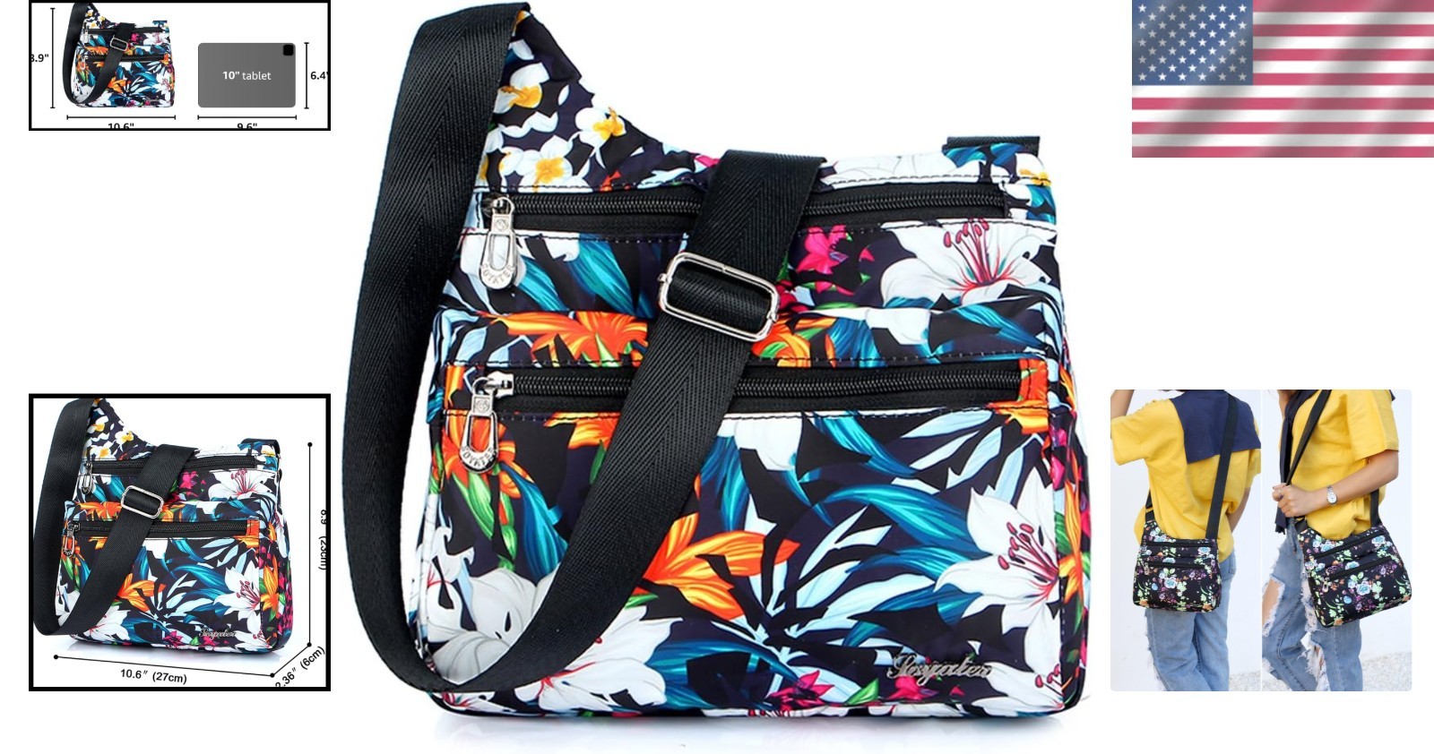 Everyday Essential: Lightweight Floral Crossbody Purse for Women – 10.6” Size!