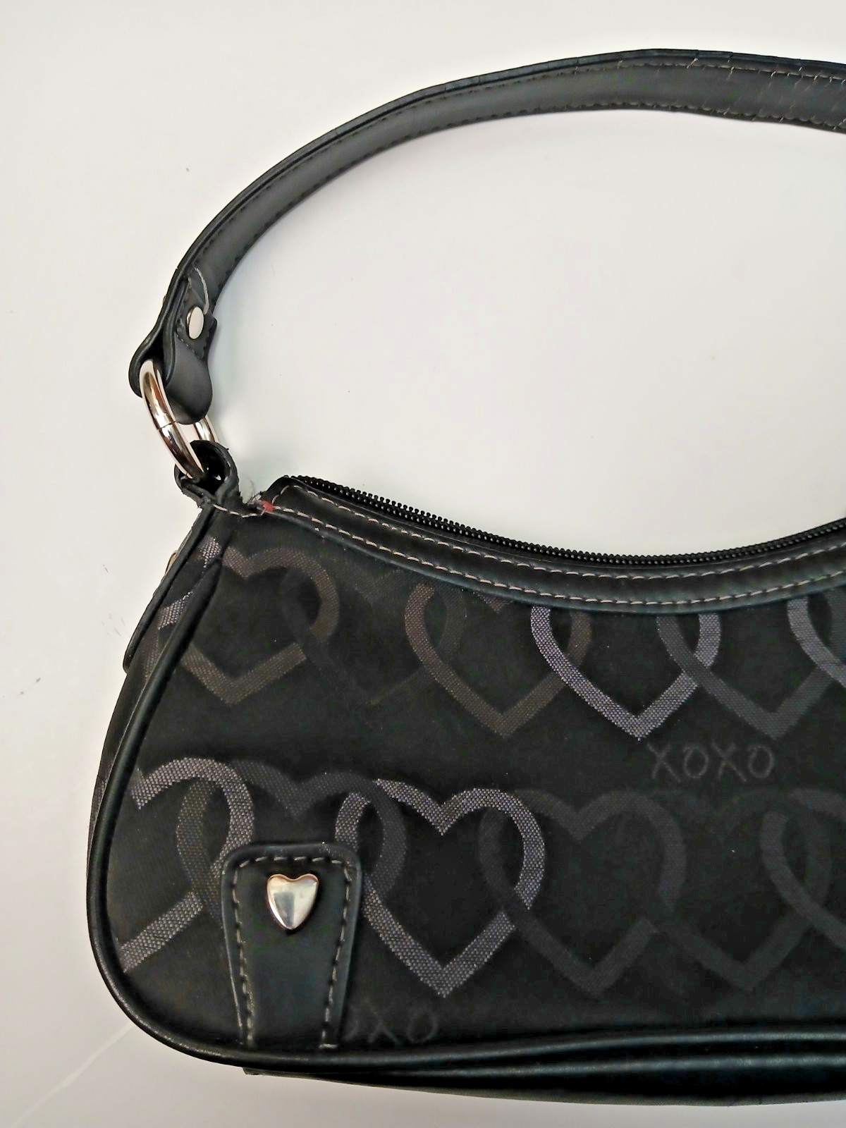 Vintage Small Black Heart Shoulder Bag Purse XOXO Y2K