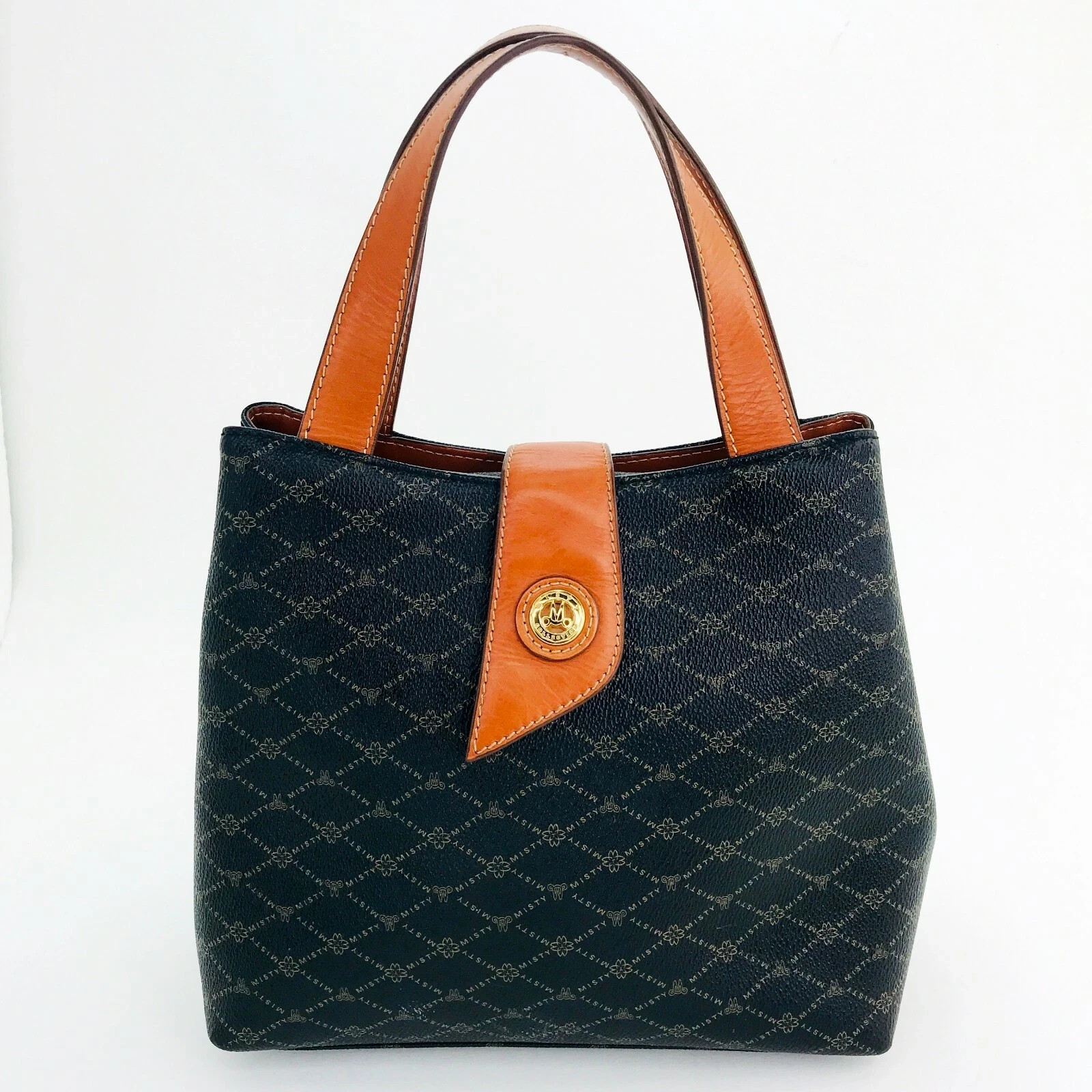 Misty Collection USA Monogram Brown Leather satchel Stunning Handbag Pockets