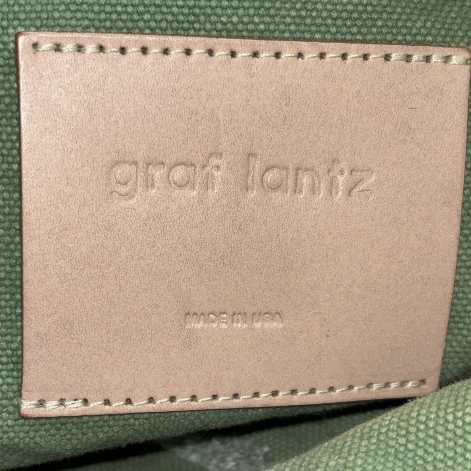 Graf Lantz Hana Canvas Boat Utility Tote Bag Green Leather Handles Casual USA