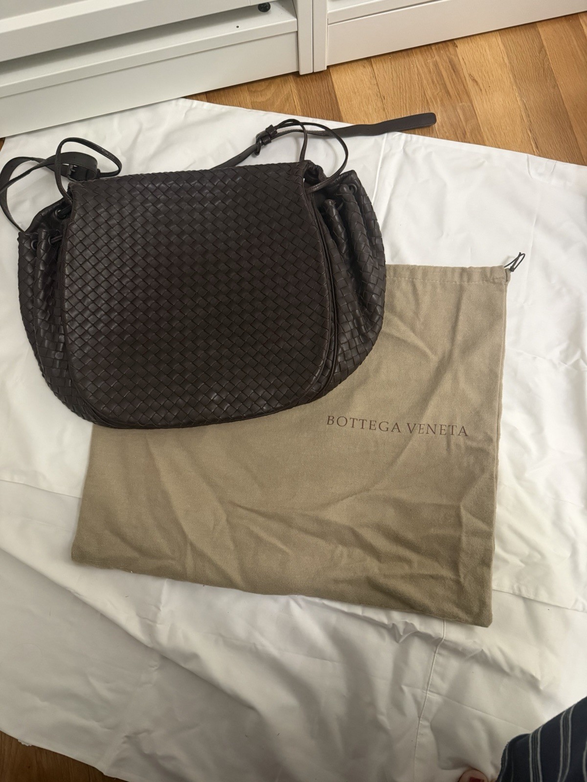 Bottega Veneta Brown Intrecciato Crossbody Bag w/ Dust Bag
