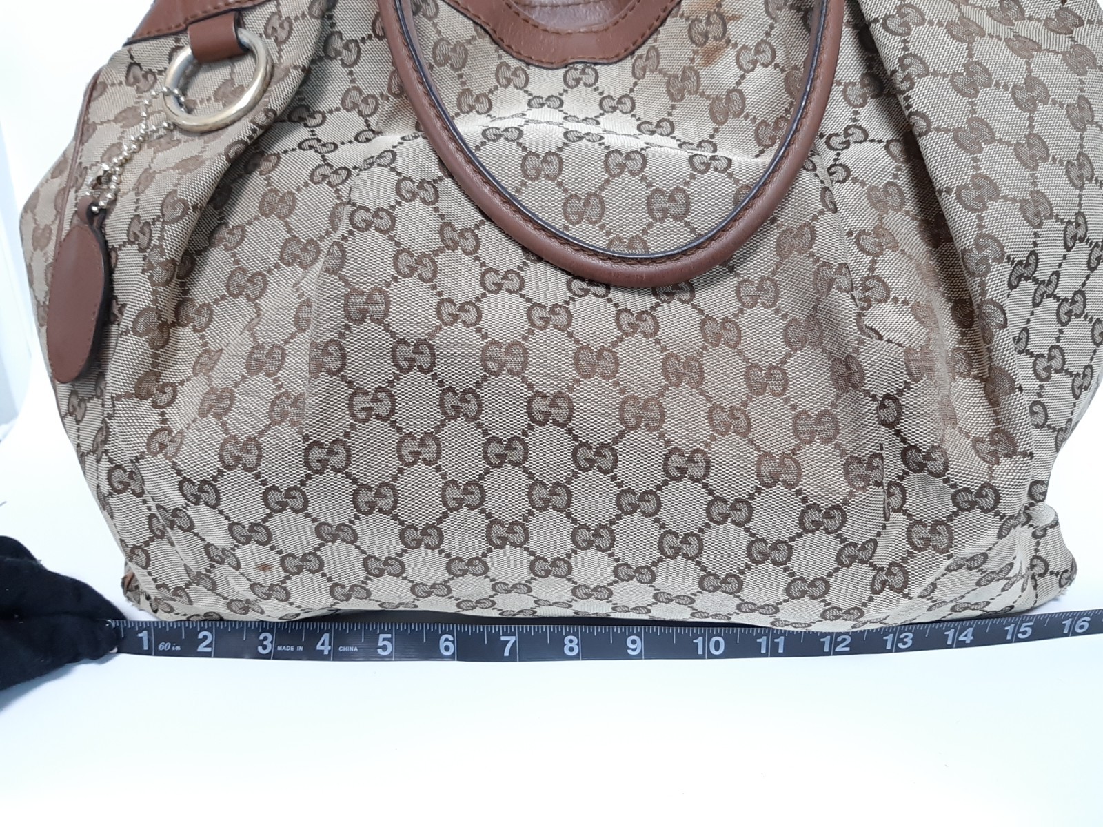 GUCCI Shoulder Bag GG Canvas Beige Brown GG Charm 211944