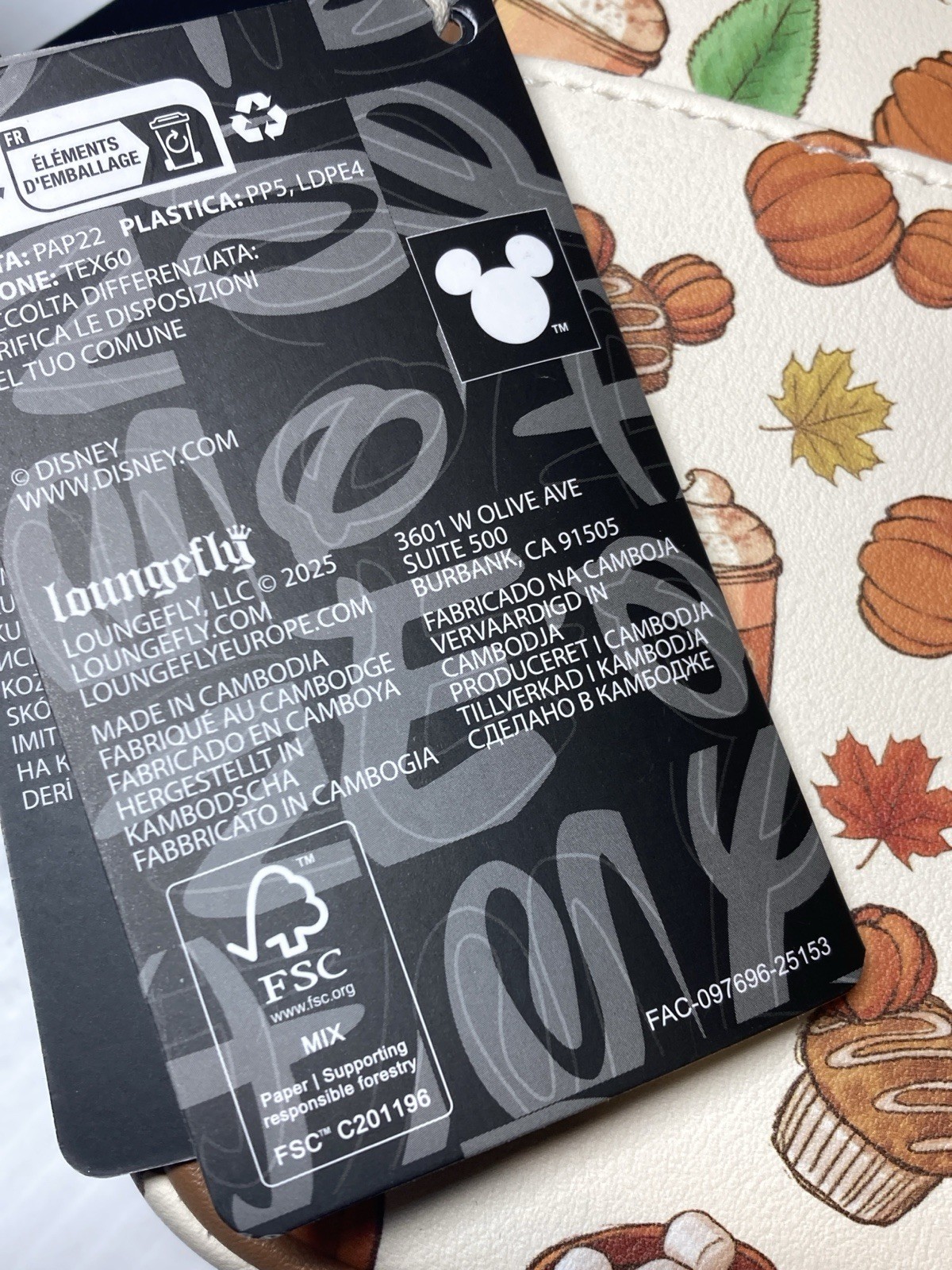 Loungefly Disney Mickey Mouse Fall Treats Themed Pumpkin Coffee Crossbody Bag