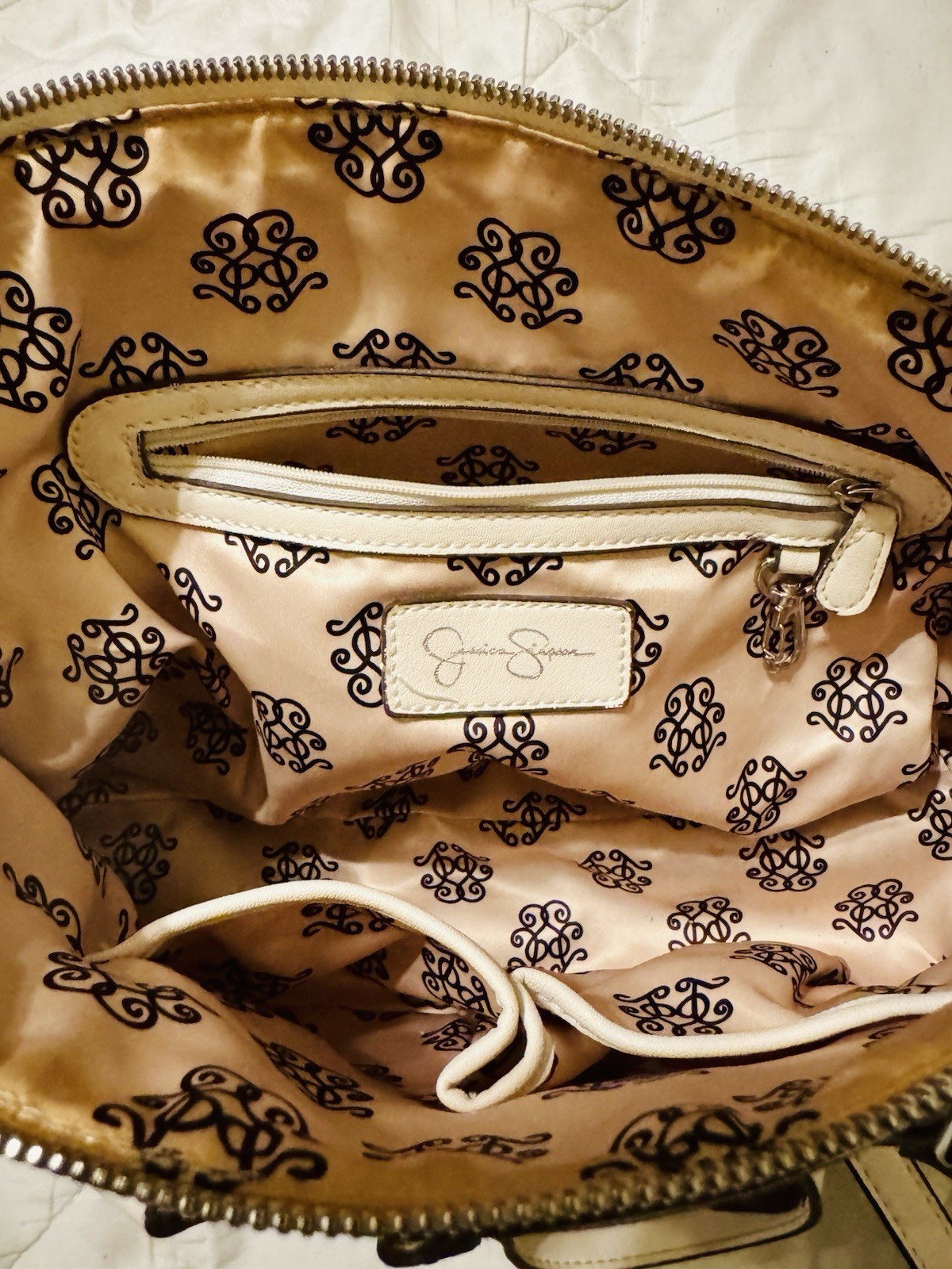 Vintage Jessica Simpson Laser-Cut Satchel handbag with Removable Strap