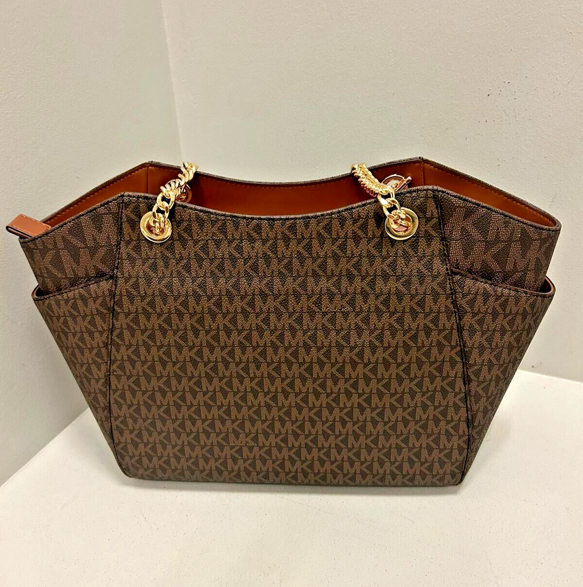 Michael Kors Women Lady Chain Mk Signature Logo Tote Handbag Purse Bag Shoulder