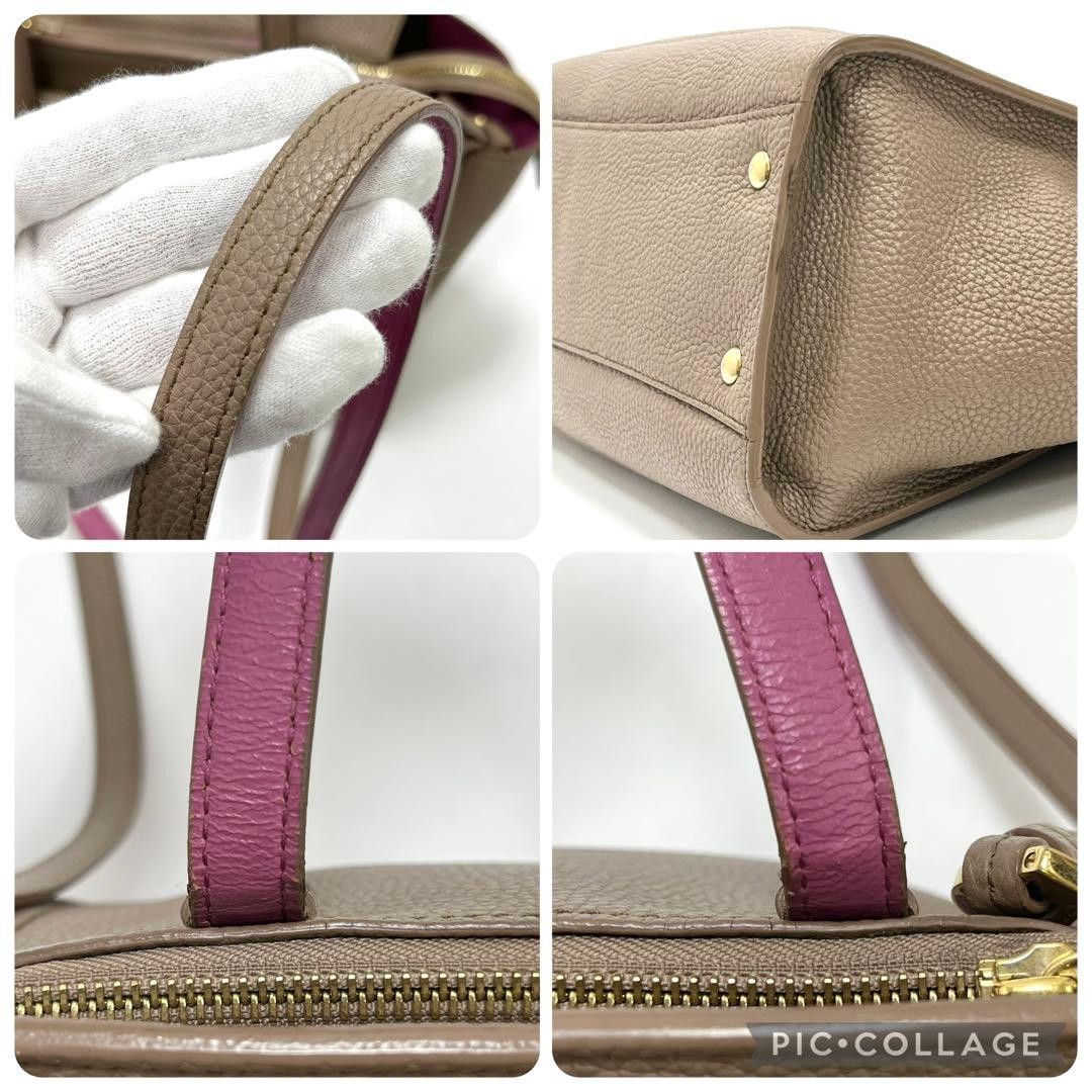 Authentic Salvatore Ferragamo Amy 2Way Leather Shoulder Bag Grey Size 28cm
