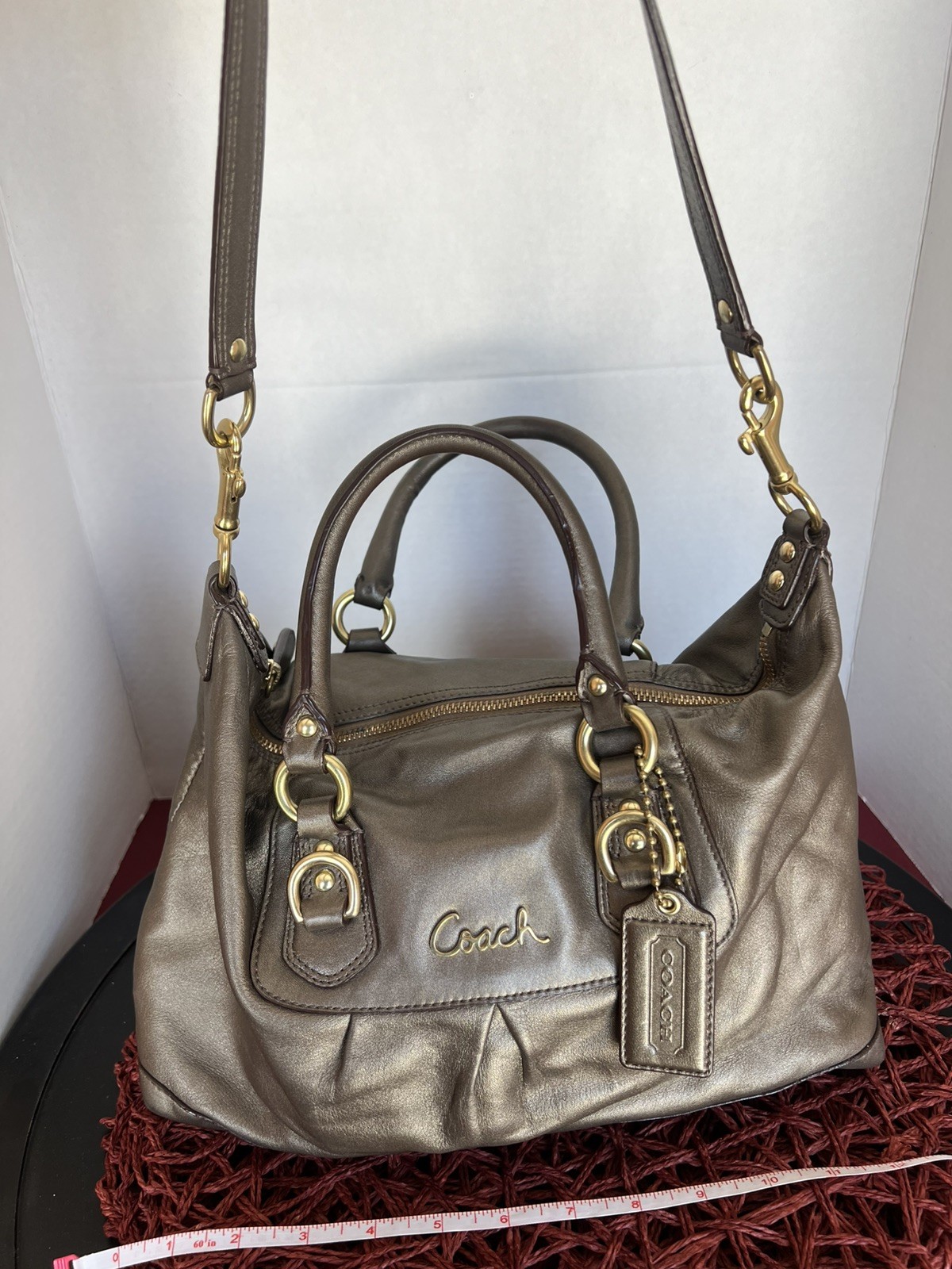 Coach Antique Ashley Metallic Bronze Satchel Handbag Gold Tone
