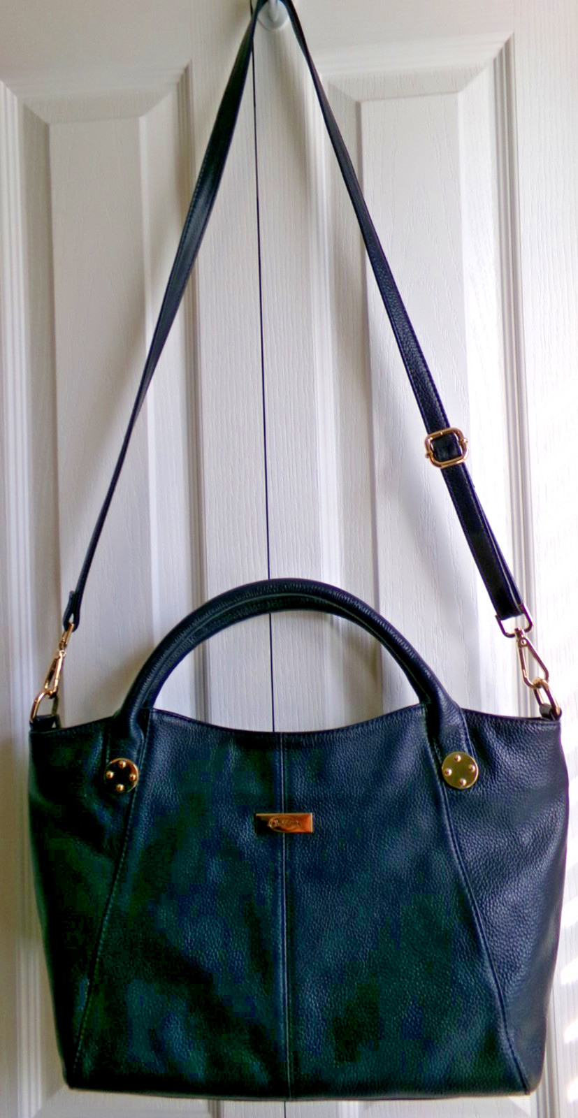 Onna Ehrlich Large Dark Blue Shoulder/Crossbody Geniune Leather Handbag 16″x 10″