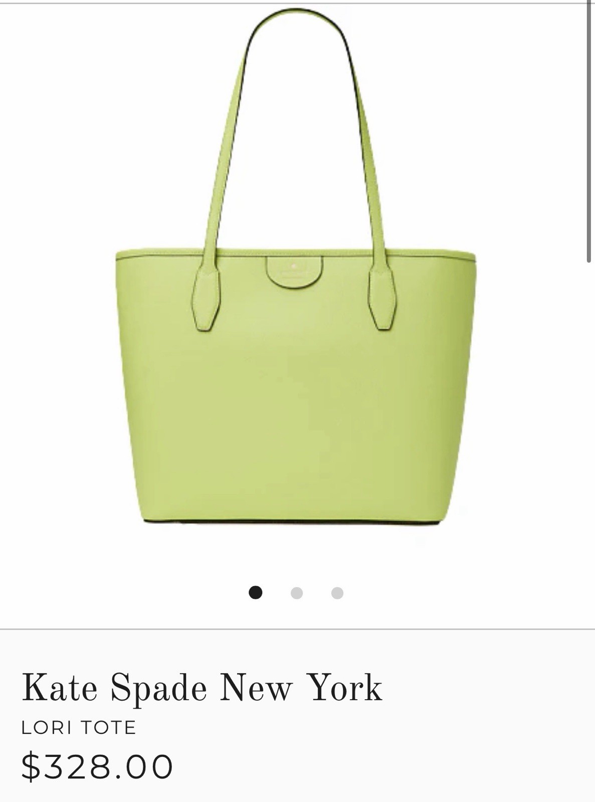 Kate Spade New York Lori Tote Bosc Pear Textured Zip Top Lined Double Handles