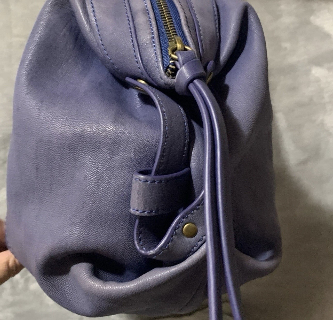 Joelle Hawkens Periwinkle Leather Lace Up Corset Detail Shoulder Bag Purse Boho