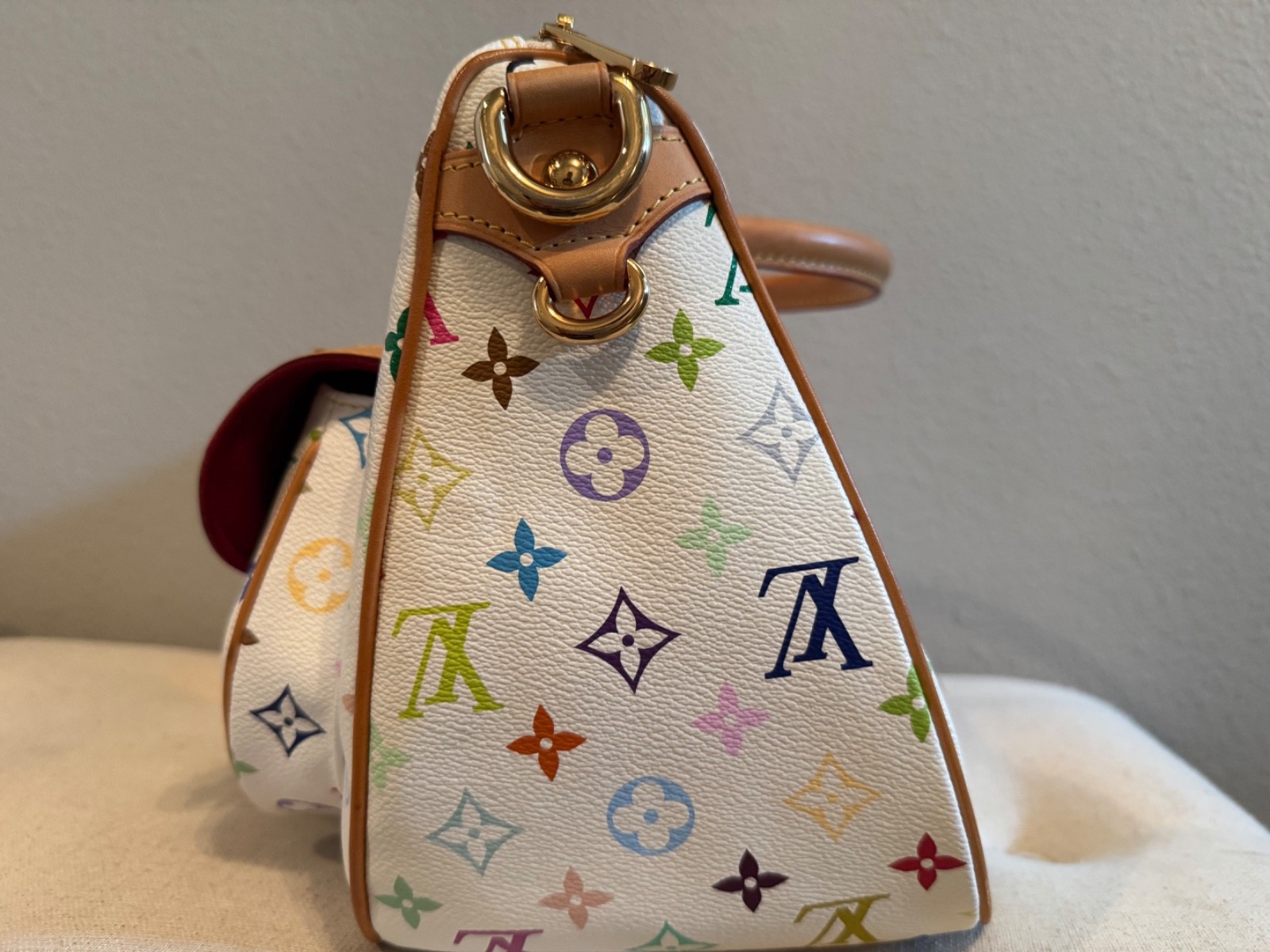 Louis Vuitton Takashi Murakami Monogram Multicolore White Rita Handbag w/ Straps