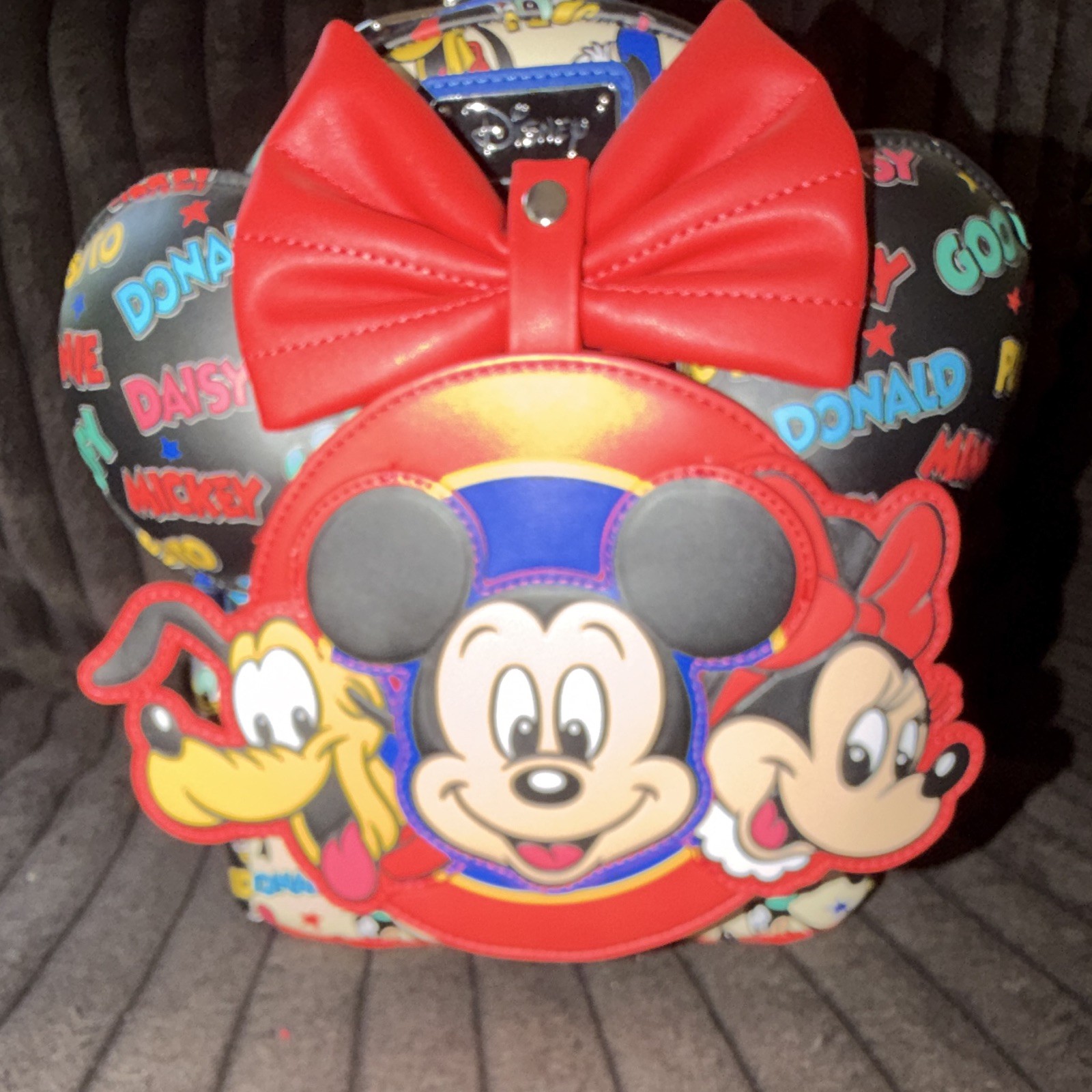 Loungefly Disney Mickey & Friends All-Over Print Mini Backpack w/ Ears & Charm