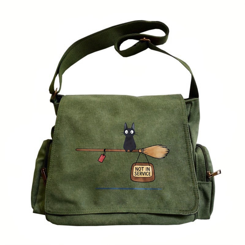 Casual Women’s Crossbody Bag Cat Print Canvas Shoulder Bag Large Capacity