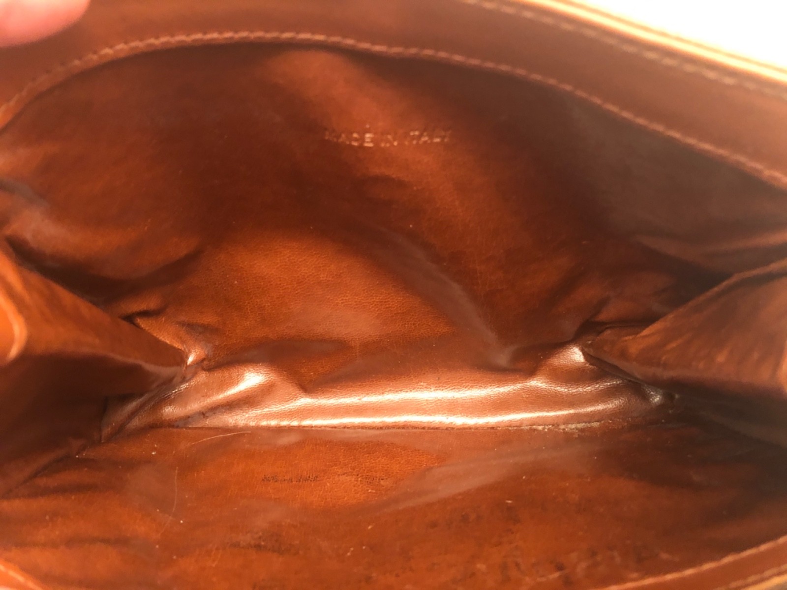 Vintage Mark Cross Brown Pebbled Leather Handbag – Measures Approx. 9″ W x 8″ T