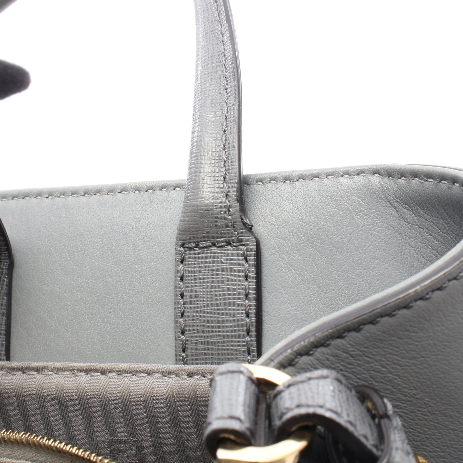 Fendi PETITE 2JOURS 2WAY Handbag Gray Leather #RCB3730
