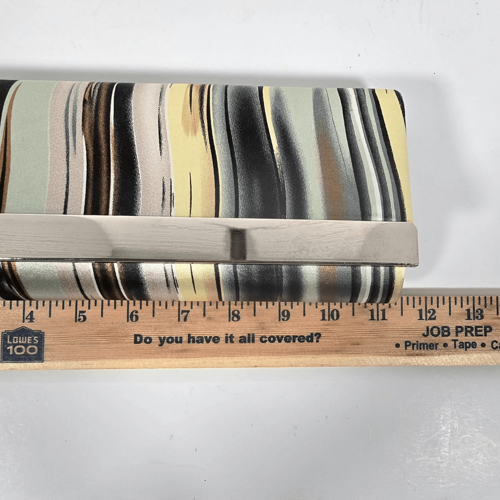 Bijoux Terner Clutch Purse Evening Hand Bag Multicolored Striped Fabric Silver