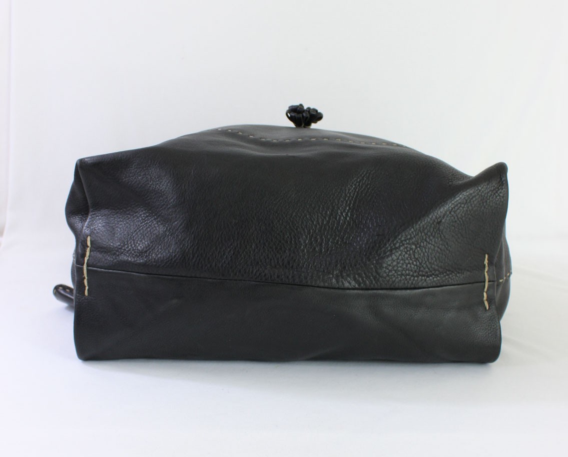 Henry Beguelin Black Pebbled Leather Large Hobo Handbag Shoulder Bag