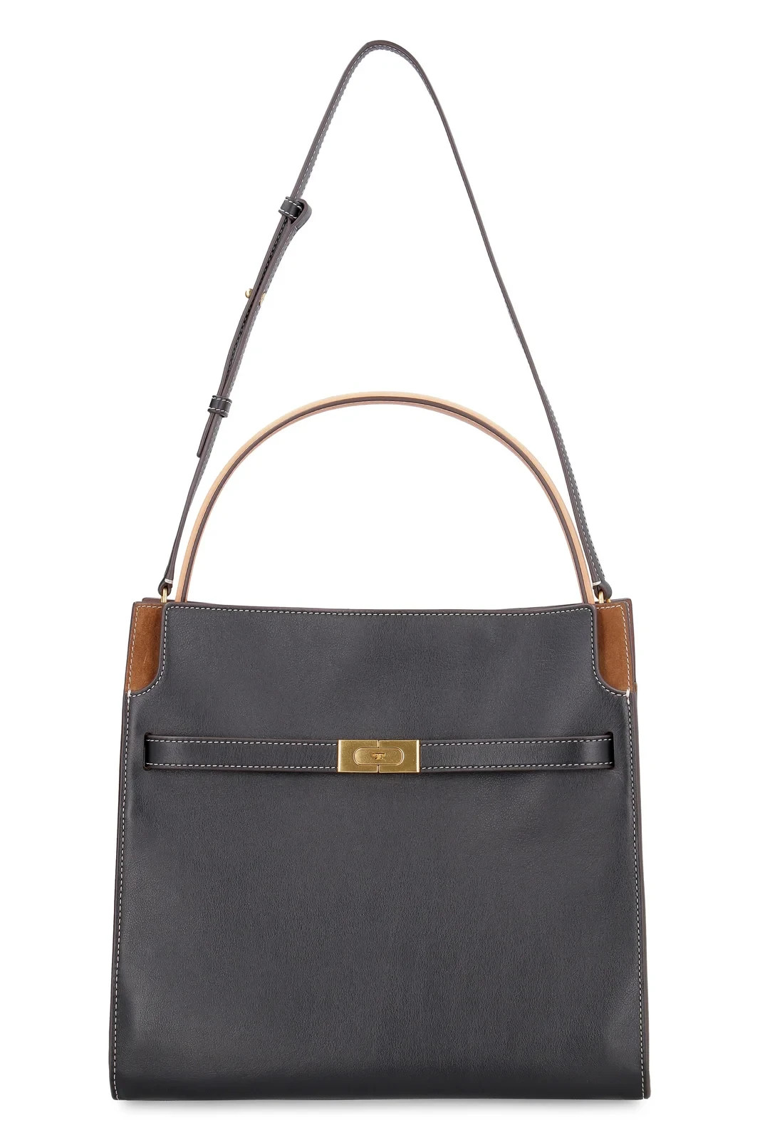 Authentic Tory Burch Lee Radziwill Large Double Satchel Bag Black