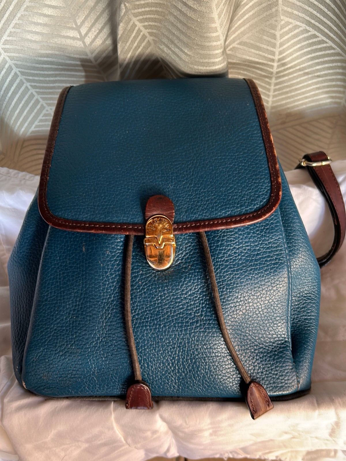 Valentina Leather Backpack Women Blue Made in Italy Handbag Purse Used Good