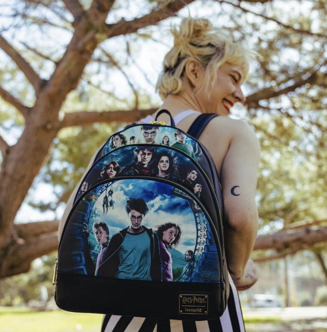 Loungefly Harry Potter Trilogy Series 2 Movie Poster Triple Pocket Backpack NEW!