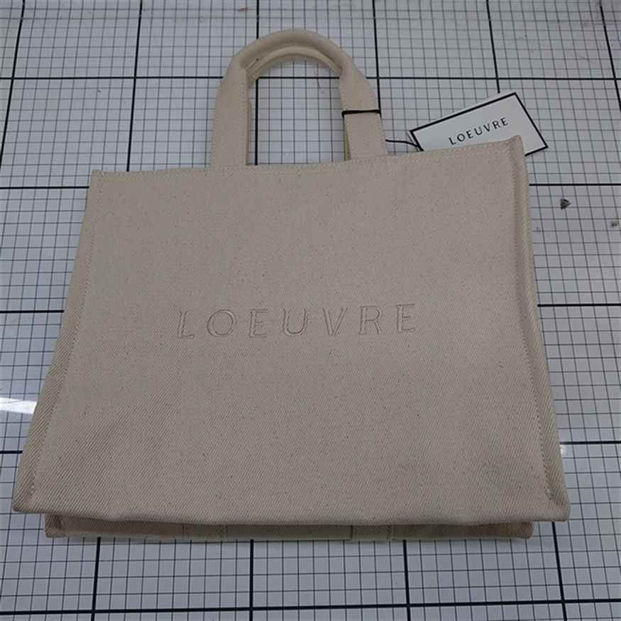 LOEUVRE Canvas Tote Bag Handbag Purse in Beige USED Mint Condition