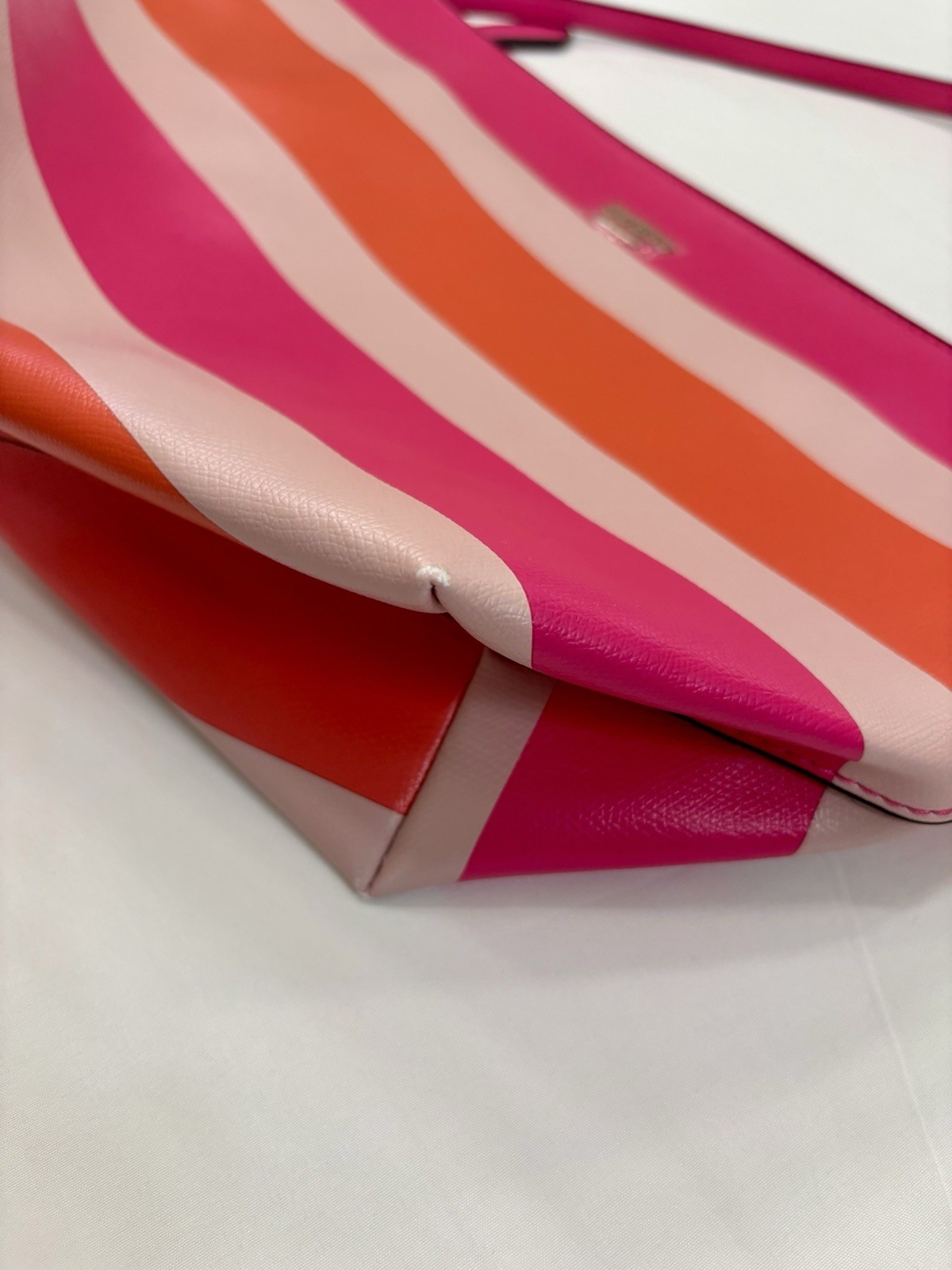 Guess Bobbi Handbag Purse Pink Orange Nude Striped NWOT