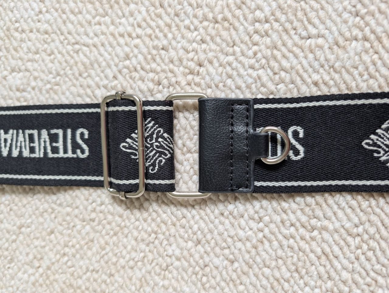 Steve Madden Black & White Adjustable Webbing Bag Strap