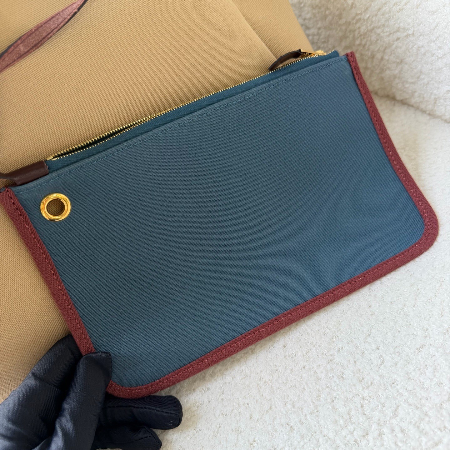 Hermes Herbag Normal Trench Beige Ebene Canvas Calf Leather Hand & Shoulder Bag